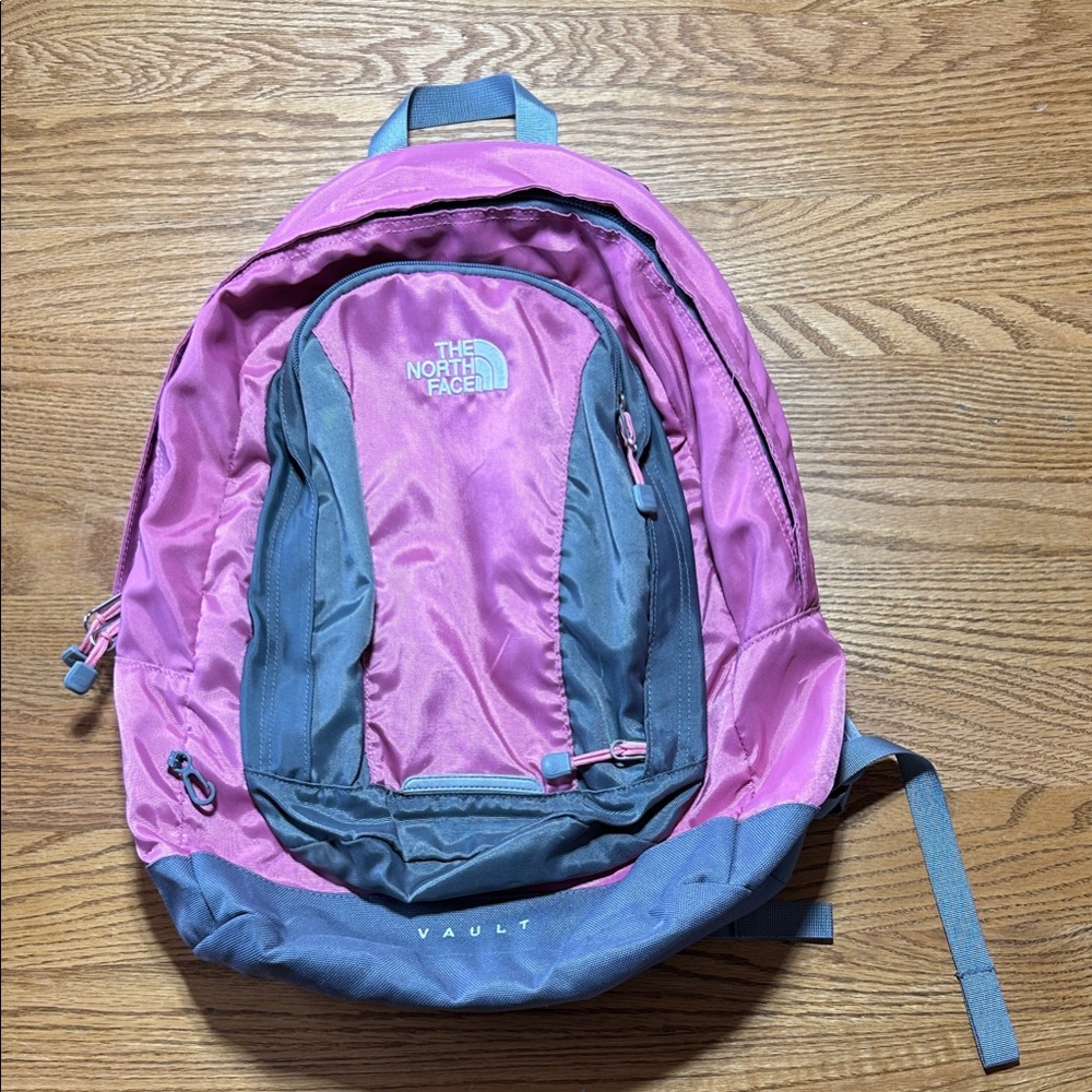 The North Face Pink and Grey Vault Backpack
